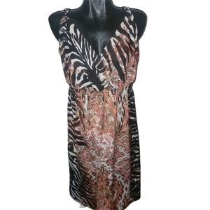 Penningtons Animal Print Sleeveless Multicolor Summer Dress Size X
